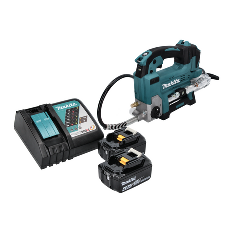 Makita DGP 180 RM Akku Fettpresse 18 V 690 bar + 2x Akku 4,0 Ah + Ladegerät