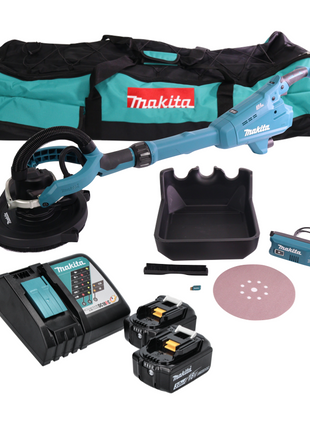 Lijadora de cuello largo a batería Makita DSL 800 RFX 18 V 225 mm sin escobillas + 2x baterías 3,0 Ah + cargador + accesorios + bolsa