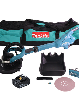 Lijadora de cuello largo a batería Makita DSL 800 T1X 18 V 225 mm sin escobillas + 1x batería 5,0 Ah + accesorios + bolsa - sin cargador