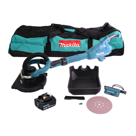 Lijadora de cuello largo a batería Makita DSL 800 T1X 18 V 225 mm sin escobillas + 1x batería 5,0 Ah + accesorios + bolsa - sin cargador