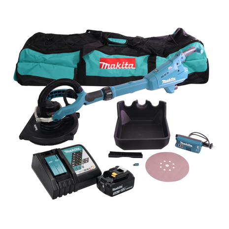 Lijadora de cuello largo a batería Makita DSL 800 RT1X 18 V 225 mm sin escobillas + 1x batería 5,0 Ah + cargador + accesorios + bolsa