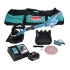 Lijadora de cuello largo a batería Makita DSL 800 RF1X 18 V 225 mm sin escobillas + 1x batería 3,0 Ah + cargador + accesorios + bolsa