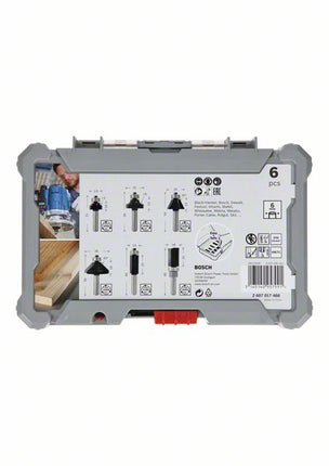 Juego de fresas para cantos y cantos Bosch 6 piezas Eje de 6 mm (2607017468) Juego de recortes y cantos para fresadoras.