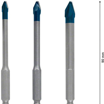 Zestaw wierteł Bosch EXPERT HardCeramic HEX-9 5,0 - 8,0 x 90 mm 3 sztuki ( 2608900595 ) Technologia węglikowa