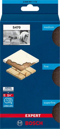 Bosch Expert S470 Set d'éponges abrasive 69 x 97 x 26 mm Moyen / Fin / Superfin 3 pcs. ( 2608901174 )