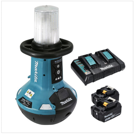 Makita DML 810 PM cordless LED area light 18 / 36 V (2 x 18 V) 5500 lm IP54 + 2x battery 4.0 Ah + double charger