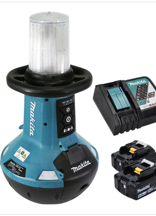 Makita DML 810 RG iluminación de área LED con batería 18 / 36 V (2 x 18 V) 5500 lm IP54 + 2x baterías 6,0 Ah + cargador