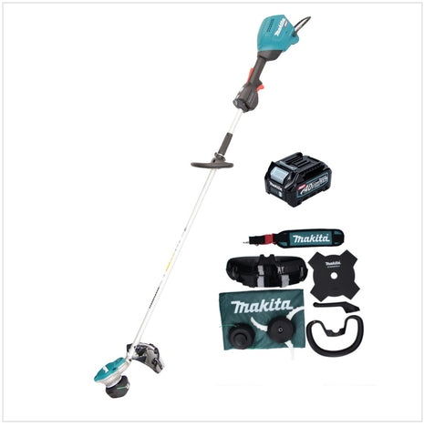 Makita UR 003 GD101 Akku Freischneider 40 V Brushless IPX4 + Akku 2,5 Ah + Schultergurt + Messerkopf + Fadenkopf + Schlagmesser + Tasche - ohne Ladegerät