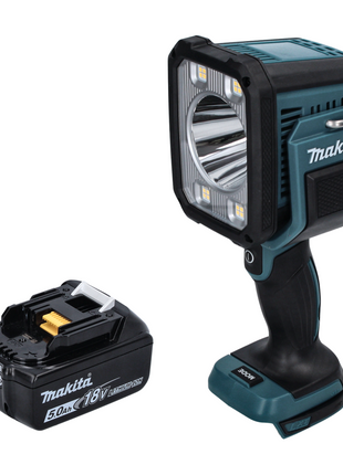 Makita DML 812 T1 lampe de poche projecteur à main LED sur batterie 18 V 1250 lm + 1x batterie 5,0 Ah - sans chargeur