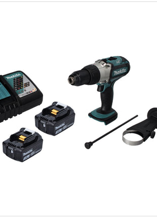 Makita DHP 451 RF Perceuse-visseuse à percussion sans fil 80 Nm 18V  + 2x Batteries 3,0 Ah + Chargeur