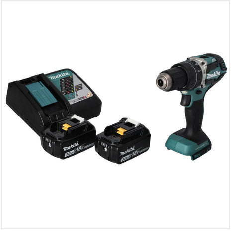 Trapano a percussione a batteria Makita DHP 484 RF 18 V 54 Nm brushless + 2x batteria ricaricabile 3,0 Ah + caricabatterie