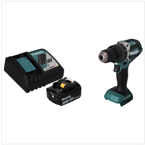 Makita DHP 484 RM1 akumulatorowa wiertarko-wkrętarka udarowa 18 V 54 Nm bezszczotkowa + 1x akumulator 4,0 Ah + ładowarka