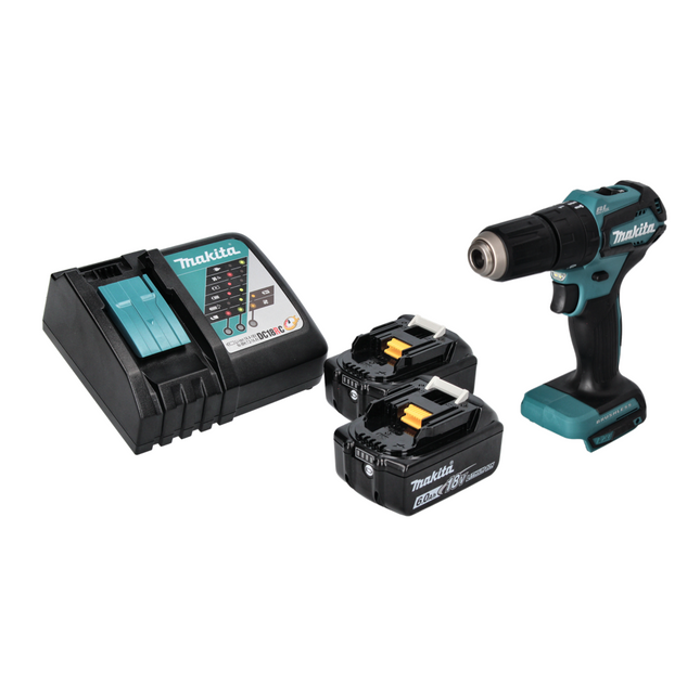Makita DHP 483 RG 18 V 40 Nm Brushless Cordless Drill + 2x 6.0 Ah Batterie + Caricabatterie