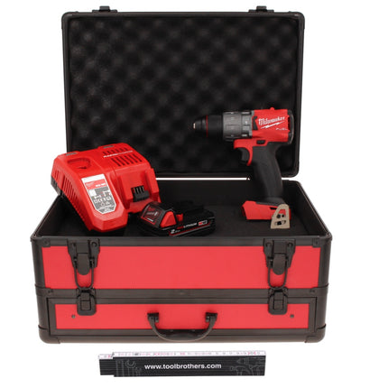 Milwaukee M18 FPD2-201FC TX Percussion Drill 135 Nm 18V Brushless + 1x Battery 2.0 Ah + Charger + Folding Ruler + TX Case
