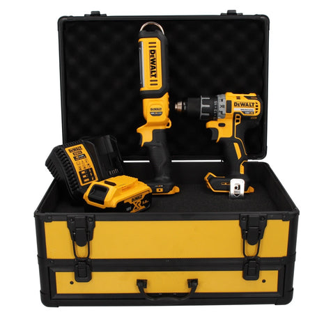 Taladro atornillador inalámbrico DeWalt DCD 791 P1 TX 18 V 70 Nm sin escobillas + lámpara de batería DCL 050 18 V + 1x batería 5,0 Ah + cargador + estuche TX