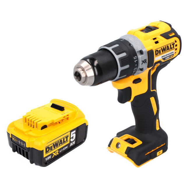 Taladro atornillador a batería DeWalt DCD 791 N 18 V 70 Nm sin escobillas + 1 batería de 5,0 Ah, sin cargador