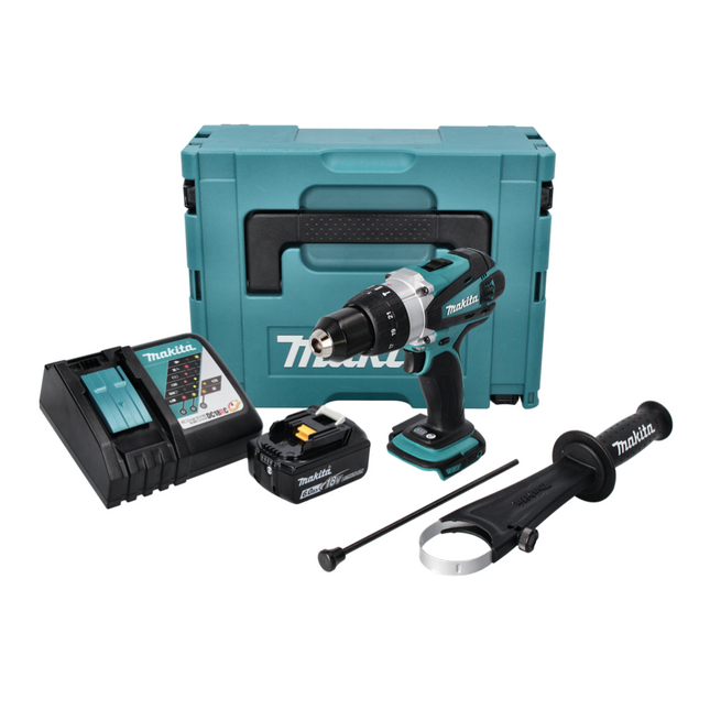 Taladro percutor inalámbrico Makita DHP 458 RG1J 18 V 91 Nm + 1x Batería 6.0 Ah + Cargador + Makpac