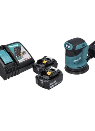 Makita DBO 180 RF Akku Exzenterschleifer 18 V 125 mm + 2x Akku 3,0 Ah + Ladegerät - Toolbrothers