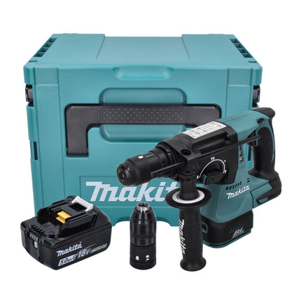Makita DHR 243 T1J Martello perforatore a batteria 18 V 2,0 J SDS plus Brushless + 1x batteria 5,0 Ah + Makpac - senza caricabatteria
