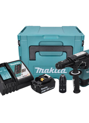 Taladro percutor a batería Makita DHR 243 RT1J 18 V 2,0 J SDS plus sin escobillas + 1x batería 5,0 Ah + cargador + Makpac