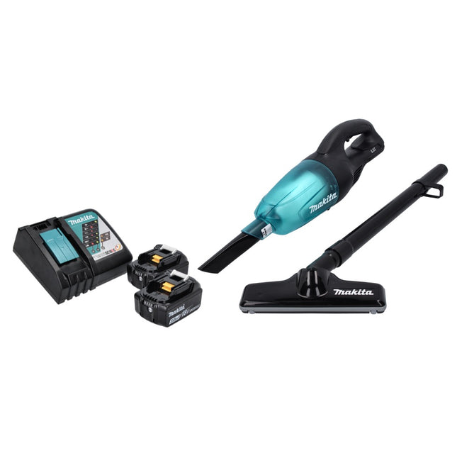 Aspirador sin cable Makita DCL 180 RF B 18 V negro + 2x batería recargable 3,0 Ah + cargador