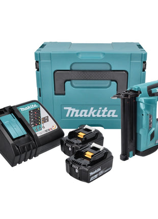 Clavadora con cabezal de batería Makita DBN 500 RFJ 18 V 15-50 mm + 2x baterías 3,0 Ah + cargador + Makpac