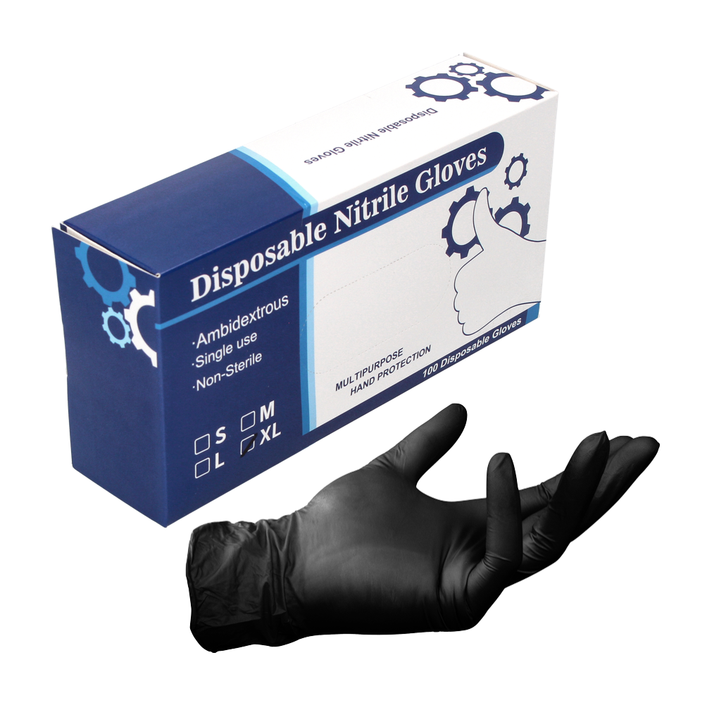 Nitril Einweg Handschuhe in Spenderbox Schwarz / Black 100 Stück Größe XL / Extra Large