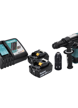 Taladro percutor inalámbrico Makita DHR 243 RG 18 V SDS plus sin escobillas + 2x baterías 6,0 Ah + cargador