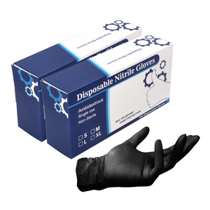 Nitril Einweg Handschuhe in Spenderbox Schwarz / Black 200 Stück Größe M / Medium - nicht Steril