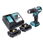 Makita DHP 487 RA akumulatorowa wiertarko-wkrętarka udarowa 18 V 40 Nm bezszczotkowa + 2x akumulator 2,0 Ah + ładowarka