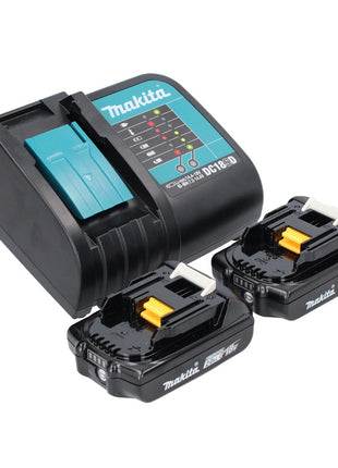 Kit source d'alimentation Makita 18 V avec 2x batterie BL 1820 B 2,0 Ah (2x 197254-9) + chargeur DC 18 SD (194533-6)