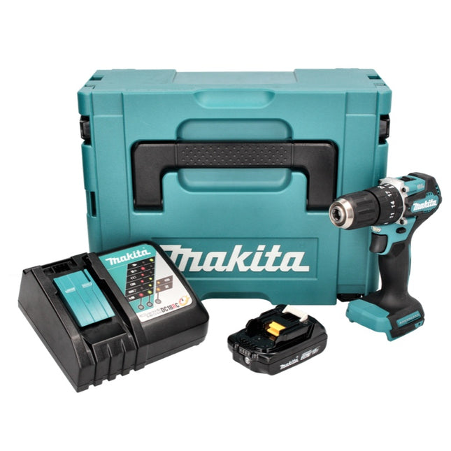 Taladro de percusión sin cable Makita DHP 487 RA1J 18 V 40 Nm sin escobillas + 1x batería recargable 2,0 Ah + cargador + Makpac