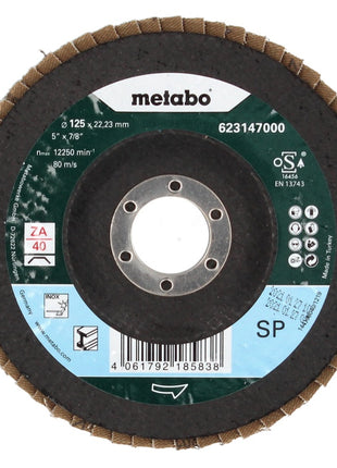 Metabo Disque à lamelles, P 40 125 mm 22,23 mm (10 x 623147000) pour meuleuse d'angle