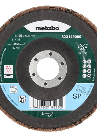 Metabo Disque à lamelles P 80 125 mm 22,23 mm (10 x 623149000) pour meuleuse d'angle