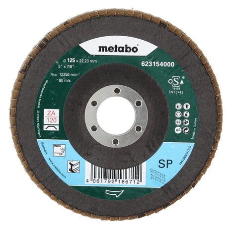 Metabo Plateau abrasif à lamelles P 120 - 125 mm - 22,23 mm pour meuleuse d'angle (20x 623154000)