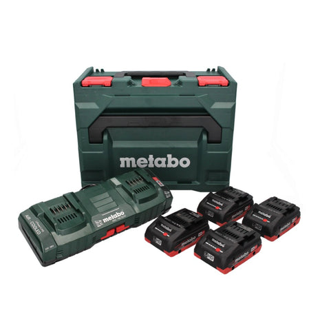 Kit de base Metabo 18 V LiHD + 4x batteries 4,0 Ah + chargeur ASC 145 DUO + ​​metaBOX