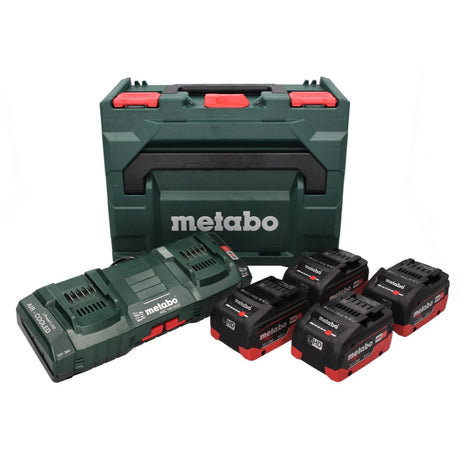 Set básico Metabo 18 V LiHD + 4x baterías 8,0 Ah + cargador ASC 145 DUO + ​​metaBOX