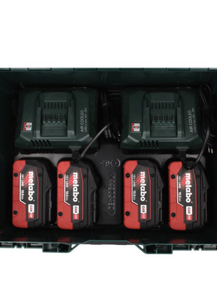 Kit de base Metabo 18 V LiHD + 4x batteries 10,0 Ah + 2x chargeur ASC 55 + metaBOX