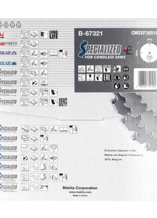 Makita CMSXF305100G Lame de scie SPECIALIZED EFFICUT 305 x 2,15 x 30 mm (B-67321) 100 dents pour le bois