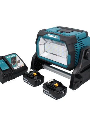 Makita DML 809 RF Projecteur de chantier LED sur batterie 18 V 10 000 lm + 2x batteries 3,0 Ah + chargeur