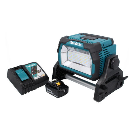 Makita DML 809 RT1 Faro da cantiere LED a batteria 18 V 10000 lm + 1x batteria ricaricabile 5,0 Ah + caricatore