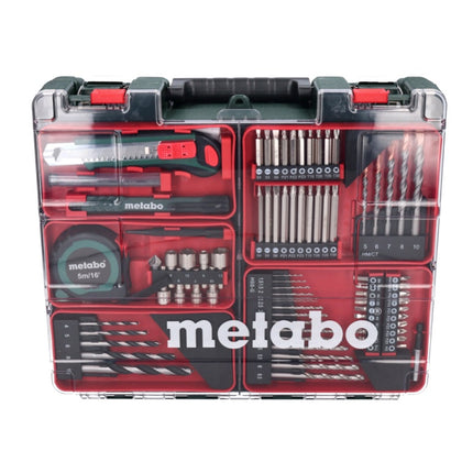 Metabo SB 18 Trapano avvitatore con percussione a batteria 18V 48 Nm ( 602245880 ) + 2x Batterie 2,0 Ah + Caricabatterie + Se di 88 punte per foratura + Valigetta