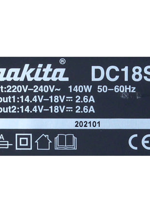 Kit de fuente de alimentación Makita de 18 V con 2 baterías BL 1820 B de 2,0 Ah (197254-9) + cargador doble DC 18 SH (199687-4)