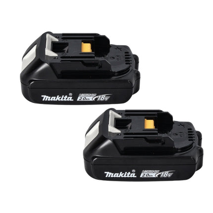 Kit di alimentazione Makita 18 V con 2x batteria BL 1820 B 2,0 Ah ( 197254-9 ) + caricatore doppio DC 18 SH ( 199687-4 ) + Makpac