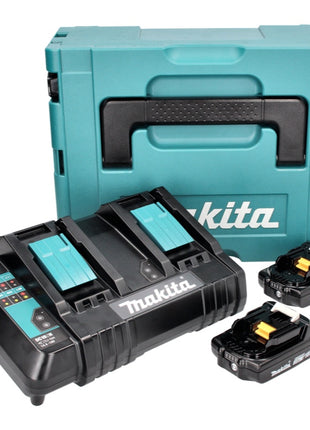 Makita Power Source Kit 18 V : 2x BL 1820 B Batteries 2,0 Ah +  DC 18 SH Chargeur double + Makpac (197254-9) (199687-4)