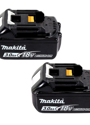 Kit de fuente de alimentación Makita de 18 V con 2 baterías BL 1830 B de 3,0 Ah (197599-5) + cargador doble DC 18 SH (199687-4)