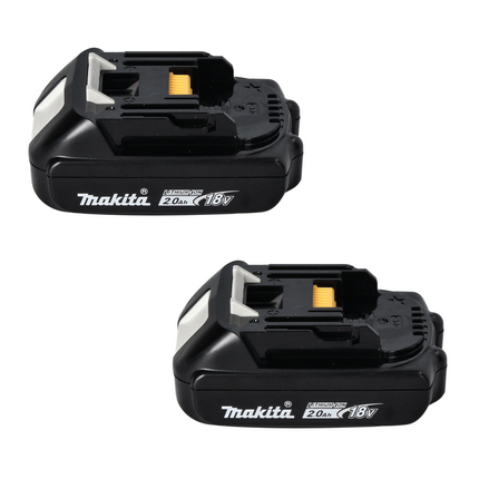 Kit de fuente de alimentación Makita de 18 V con 2 baterías BL 1820 B de 2,0 Ah (2x 197254-9) + cargador rápido múltiple DC 18 RE (198720-9)