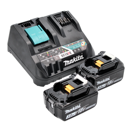 Makita Power Source Kit 18 V con - 2x Baterías BL 1830 B 3,0 Ah (2x 197599-5) + Cargador rápido múltiple DC 18 RE (198720-9)