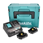 Kit de fuente de alimentación Makita de 18 V con 2 baterías BL 1820 B de 2,0 Ah (2x 197254-9) + cargador multirápido DC 18 RE (198720-9) + Makpac