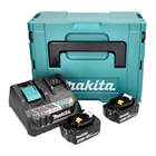 Kit alimentatore Makita 18 V con - 2x batterie BL 1830 B 3,0 Ah (2x 197599-5) + caricatore rapido multi DC 18 RE (198720-9) + Makpac